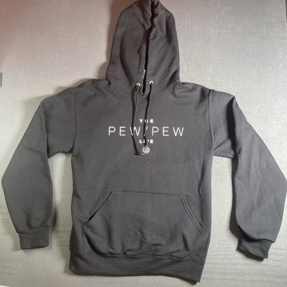 Official The Pew Pew Life Black Hoodie Sweatshirt Size Small S Men's/Unisex